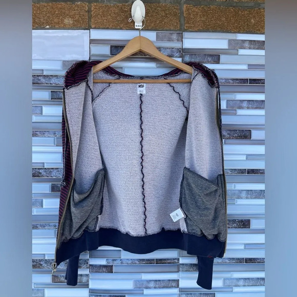 NSF Stripes Print Zip Up Jacket small - Picture 8 of 11